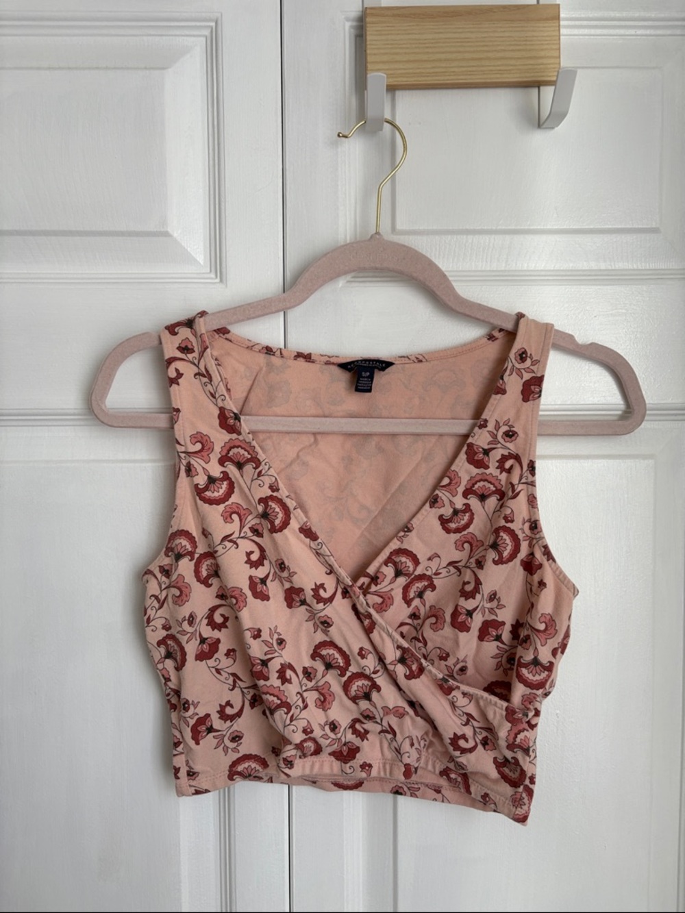 Aeropostale Blush Pink Floral Wrap Crop Top